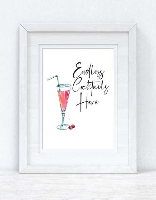 Load image into Gallery viewer, Endless Cocktails Here Summer Seasonal Alcohol Wall Home Decor Print by WinsterCreations™ Official Store
