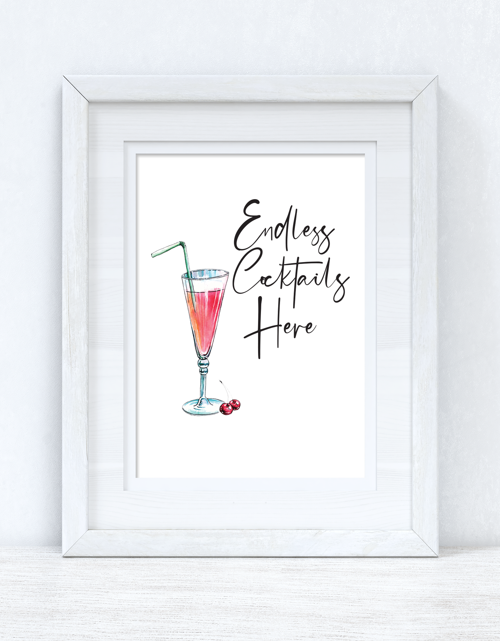 Endless Cocktails Here Summer Seasonal Alcohol Wall Home Decor Print by WinsterCreations™ Official Store