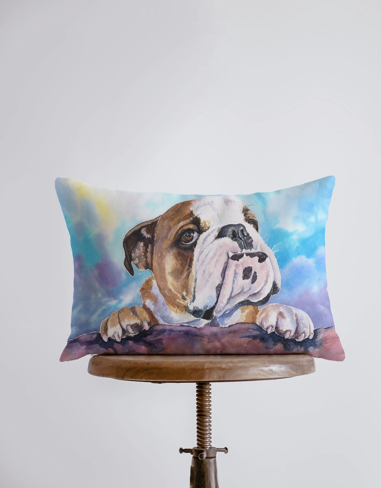 English Bulldog | Watercolor Blue Bulldog | 18x12 | Pillow Cover | Personalized Dog Pillow | Bulldog | Dog Lover Gift | Dog Mom Gift | Dog by UniikPillows