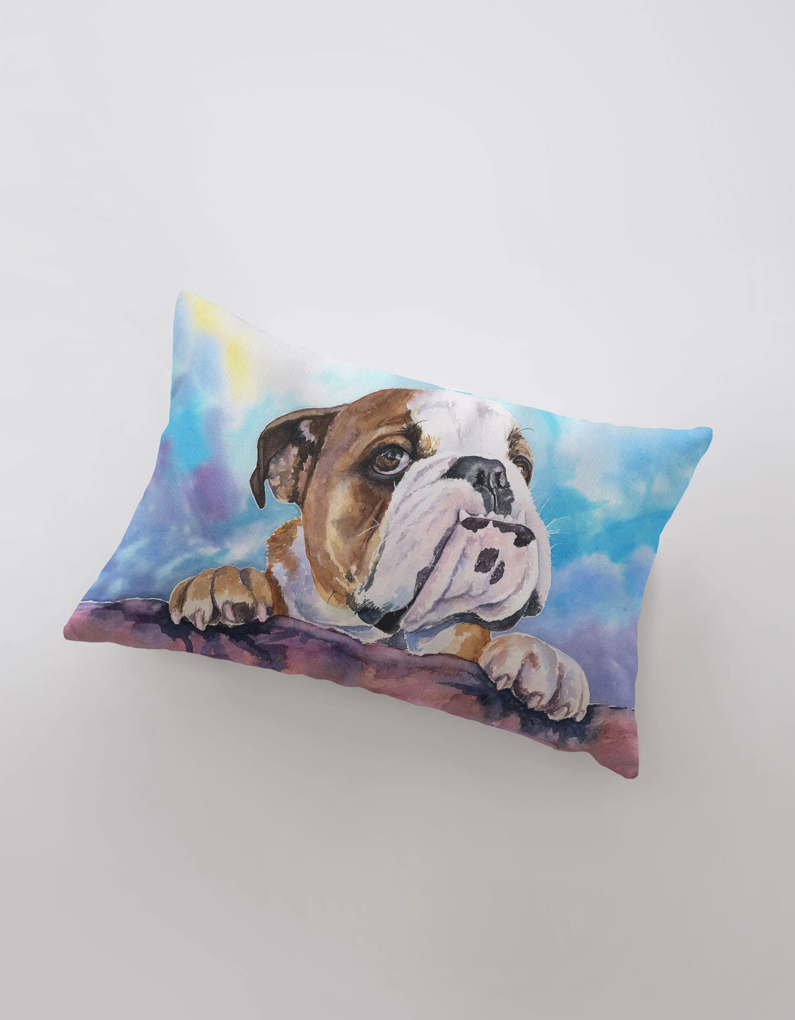 English Bulldog | Watercolor Blue Bulldog | 18x12 | Pillow Cover | Personalized Dog Pillow | Bulldog | Dog Lover Gift | Dog Mom Gift | Dog by UniikPillows