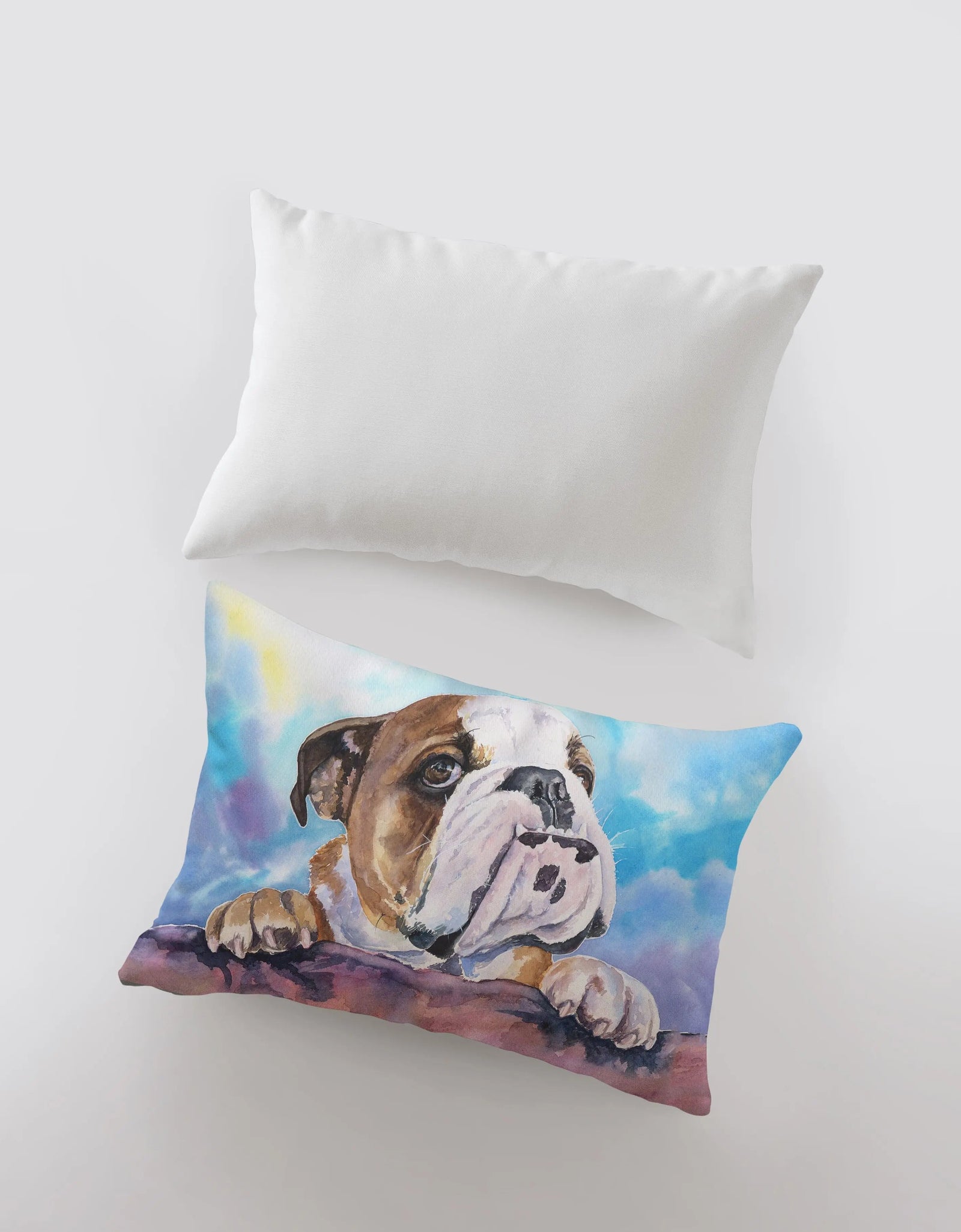 English Bulldog | Watercolor Blue Bulldog | 18x12 | Pillow Cover | Personalized Dog Pillow | Bulldog | Dog Lover Gift | Dog Mom Gift | Dog by UniikPillows