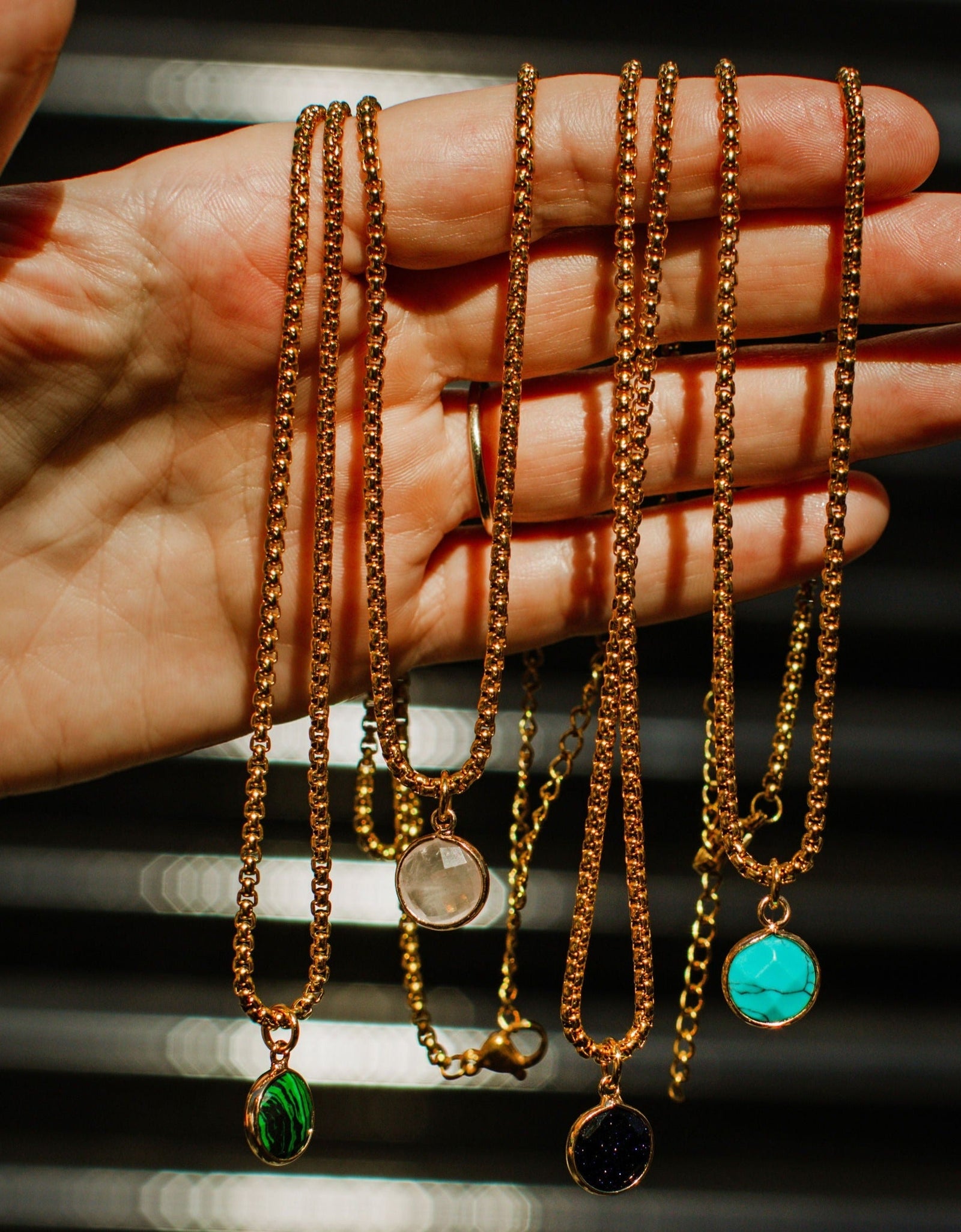 Sandstone Stone Pendant Classic Gold Necklace by ETHICGOODS