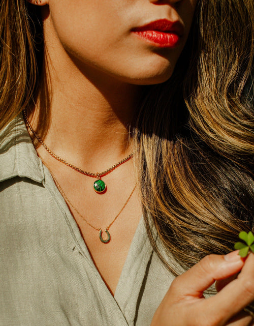 Load image into Gallery viewer, Malachite Stone Pendant Classic Gold Necklace by ETHICGOODS
