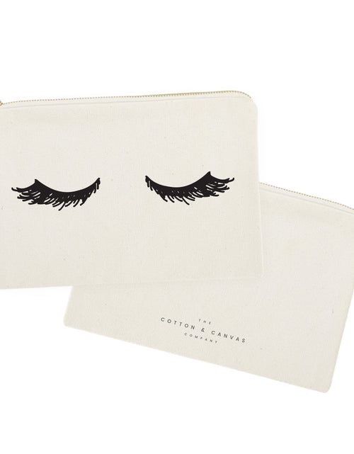 Load image into Gallery viewer, Closed Eyelashes Cotton Canvas Cosmetic Bag by The Cotton &amp; Canvas Co.
