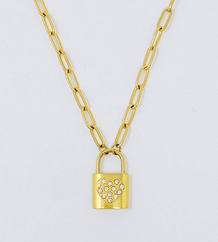 Locked In Shiny Heart Necklace by Ellisonyoung.com