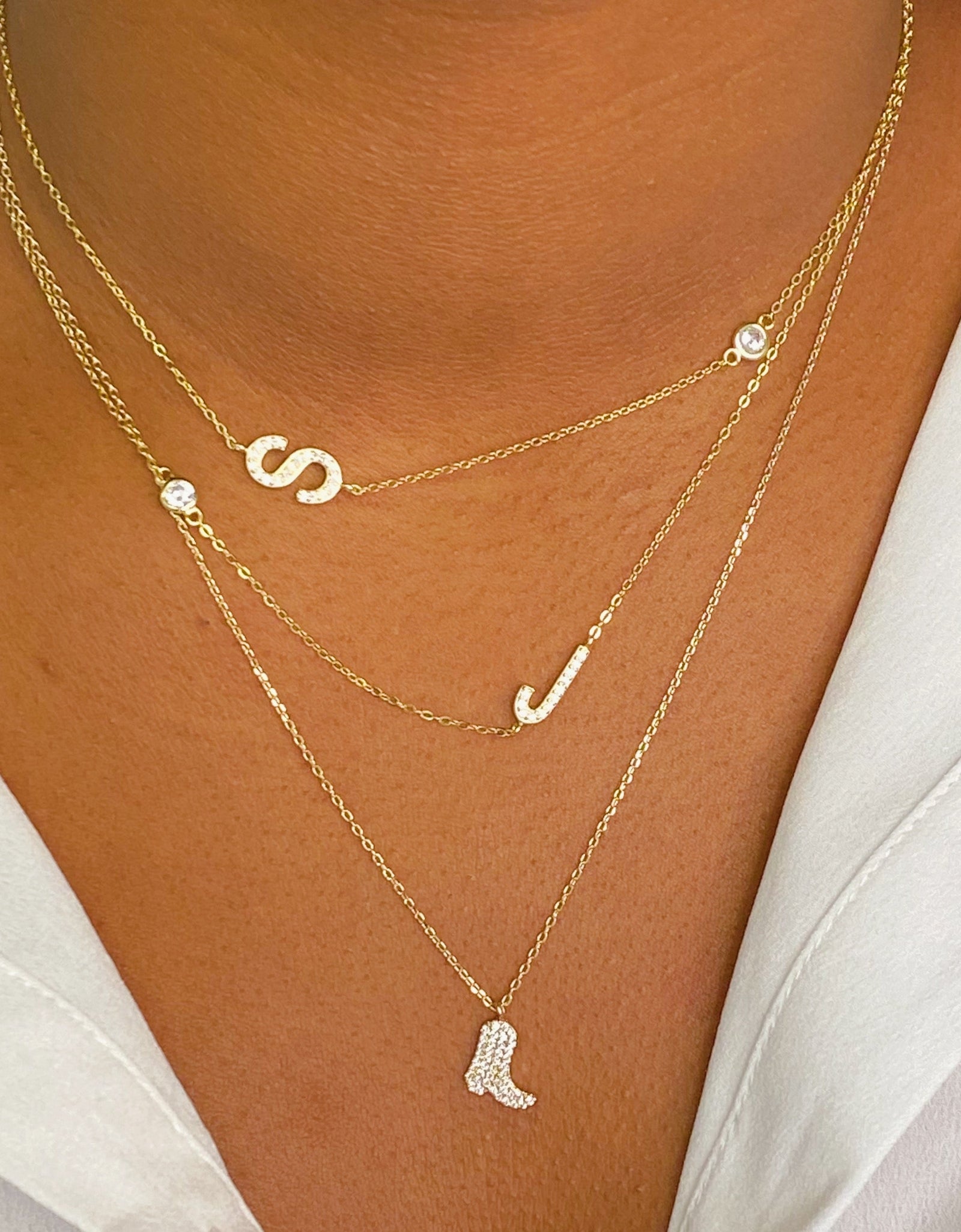 Finest Shine Initial Sterling Silver Necklace by Ellisonyoung.com