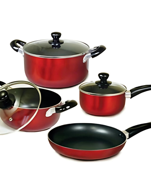 Load image into Gallery viewer, Better Chef 7-Piece Aluminum Non-Stick Cookware Set Metallic - Red
