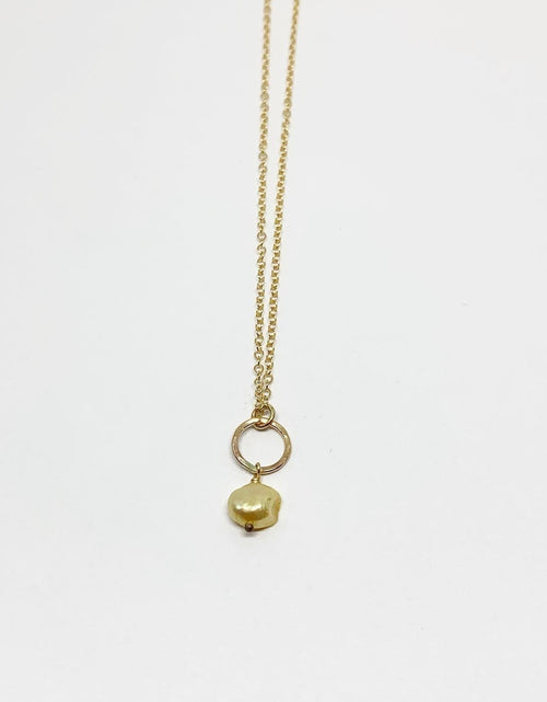 Load image into Gallery viewer, Pearl Drop Charm Necklace by Jennifer Cervelli Jewelry
