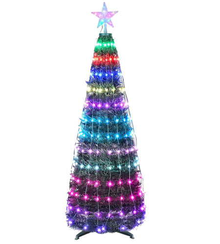4.9FT 166Pcs LED Lights Collapsible Christmas Tree Light with Remote App Control IP65 Waterproof Customized Multi-Color Mode Timer Setting Work with A
