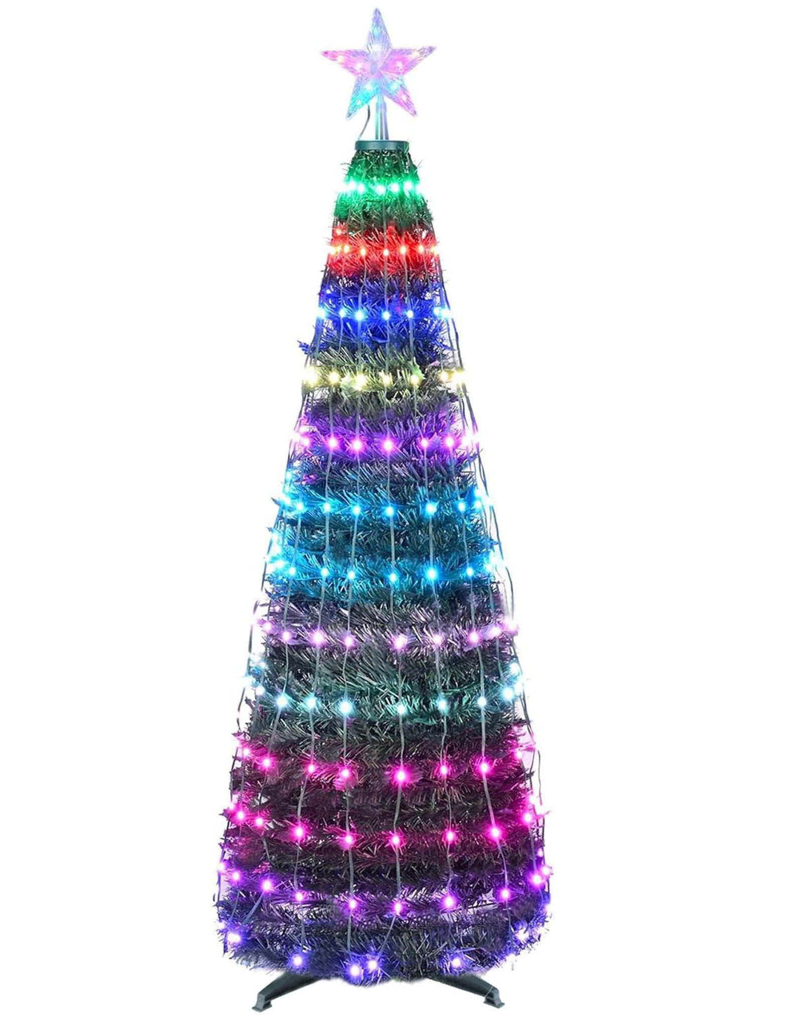 4.9FT 166Pcs LED Lights Collapsible Christmas Tree Light with Remote App Control IP65 Waterproof Customized Multi-Color Mode Timer Setting Work with A