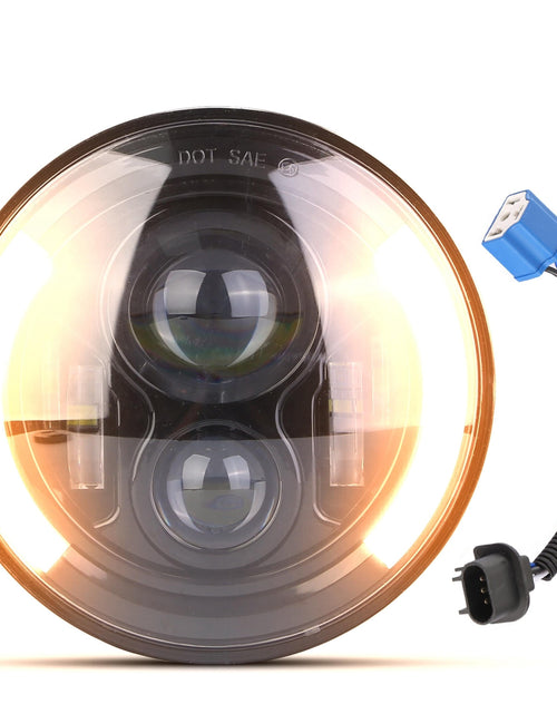 Load image into Gallery viewer, 7In 40W Round LED Headlight 3800LM Halo Car Headlamp with DRL Turn Light High Low Beam Fit for Honda Yamaha Motorcycle Jeep Wrangler TJ JK CJ
