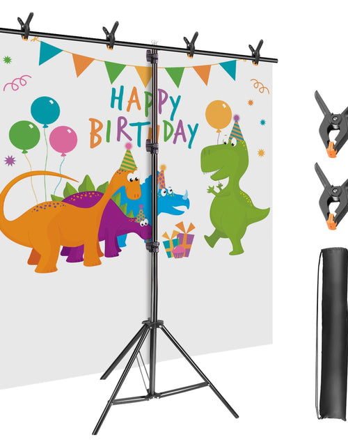 Load image into Gallery viewer, 6.5�8.5FT T-Shape Backdrop Stand, Adjustable w/ 6 Clamps, Sandbag &amp; Carry Bag
