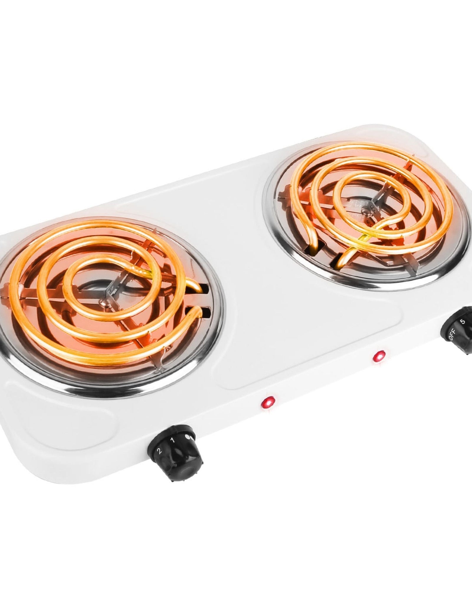 2000W Electric Double Burner Hot Plate Stove - Portable RV Hotplate with Non Slip Rubber Feet & 5 Temp Adjustments