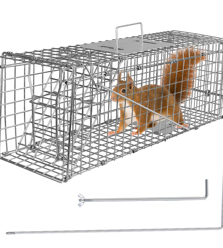 Humane Cat Trap Cage Catch Release Live Animal Rodent Cage Collapsible Galvanized Wire for Small Raccoons Beavers Groundhogs Foxes Armadillos