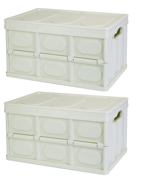 Load image into Gallery viewer, 2Pcs 56L Collapsible Storage Bins With Dustproof Lid Waterproof Interior Bag Handle Stackable Storage Box Container Utility Organizer Crate For Campin
