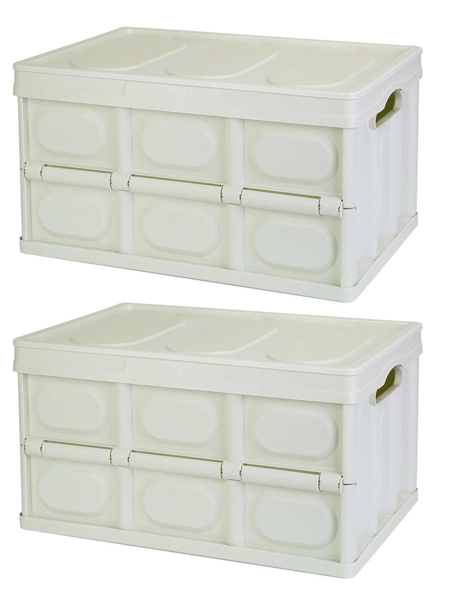 2Pcs 56L Collapsible Storage Bins With Dustproof Lid Waterproof Interior Bag Handle Stackable Storage Box Container Utility Organizer Crate For Campin