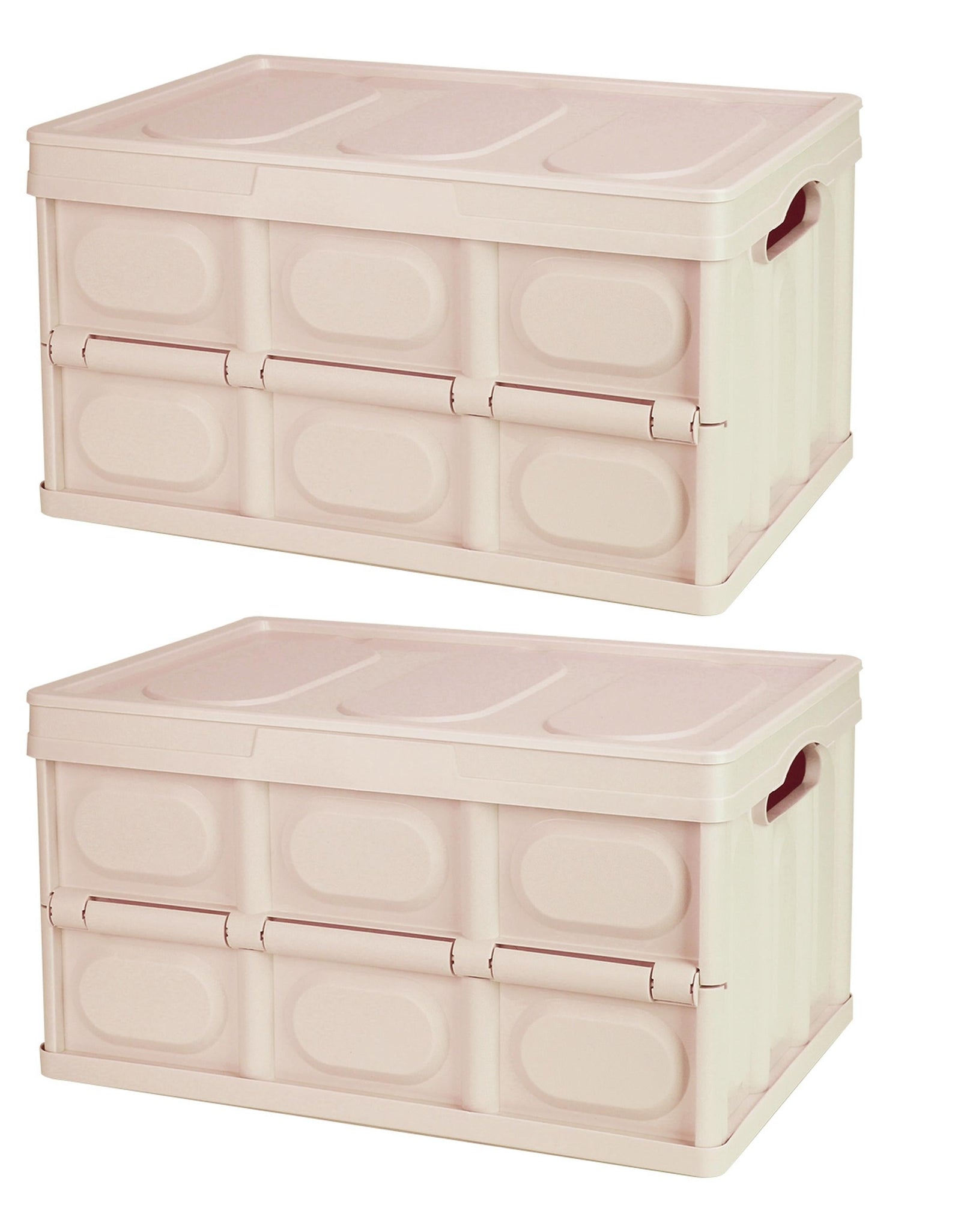 2Pcs 30L Collapsible Storage Bins With Dustproof Lid Waterproof Interior Bag Handle Stackable Storage Box Container Utility Organizer Crate For Campin