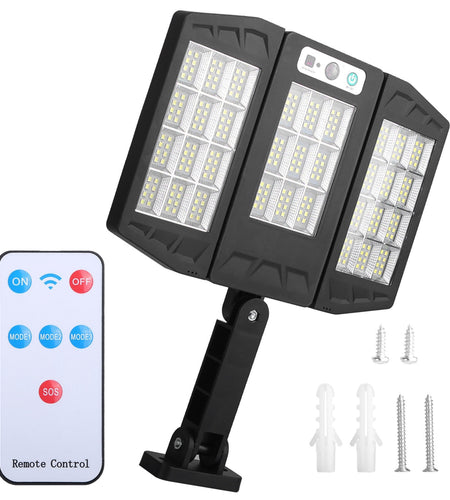Solar Wall Light Outdoor 33 COB Beads PIR Motion Sensor Remote Control Wireless Lamps IP45 Waterproof Lighting for Garage Front Door Garden Pathway