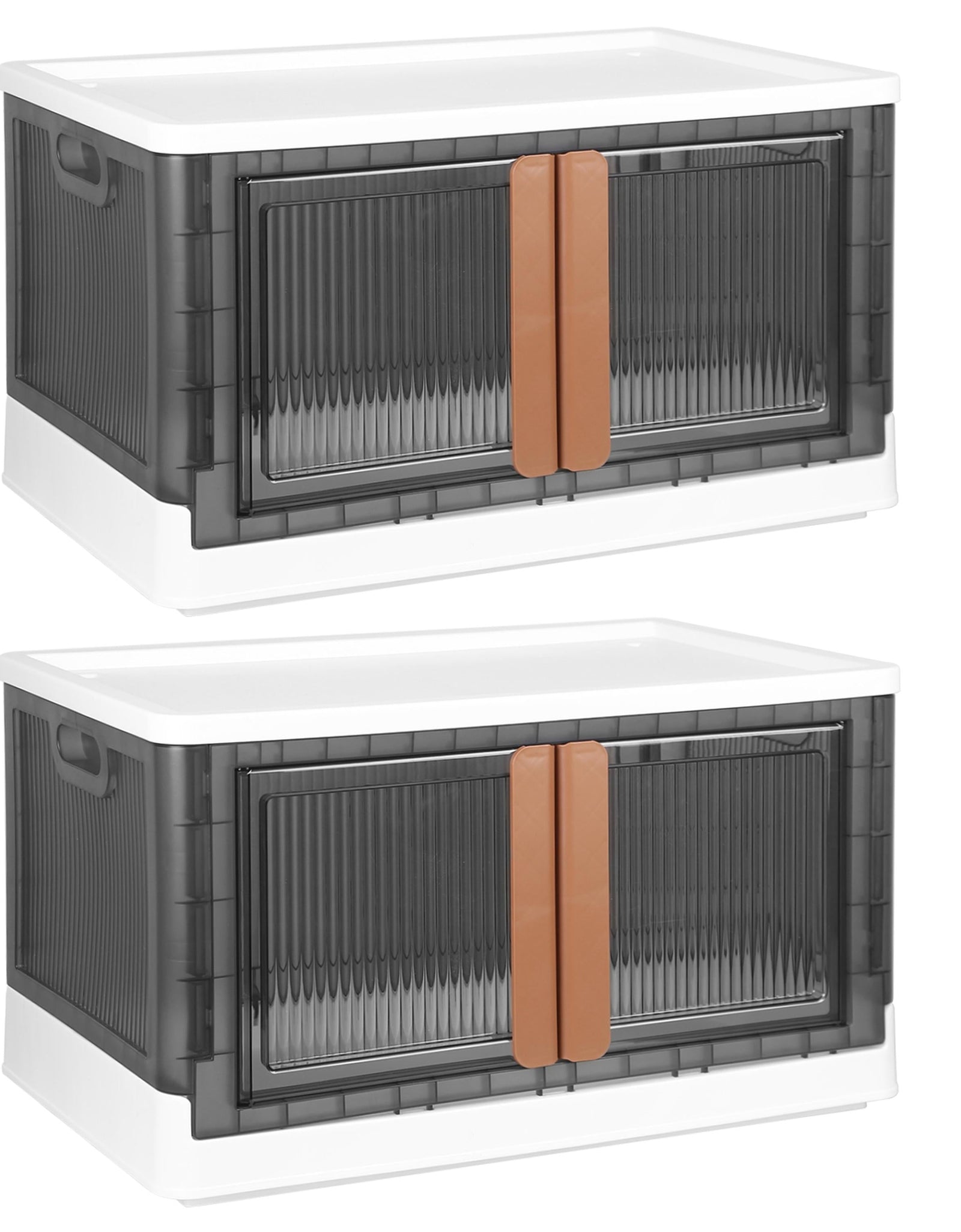 2Pcs 72L Foldable Storage Bins with Lid Collapsible Stackable Closet Organizer Containers with Front Door Lock 4Pcs Wheels