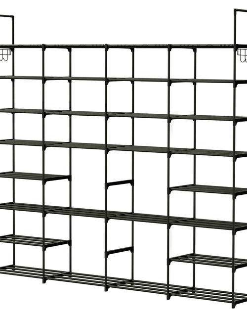 Load image into Gallery viewer, 8-Tier 4-Row Shoe Rack Metal Shoe Storage Shelf Free Standing Large Shoe Stand 56 Pairs Shoe Tower Unit Tall Shoe Organizer with 2 Hooks for Entryway
