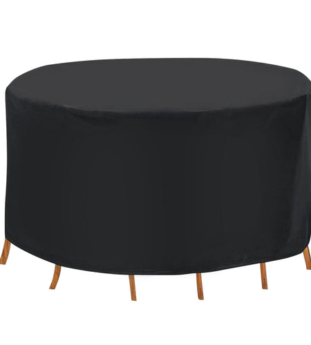 91x43in Circular Table Cover 6-Seat UV Water Resistant Outdoor Furniture Protector For Small Round Table Chairs Set