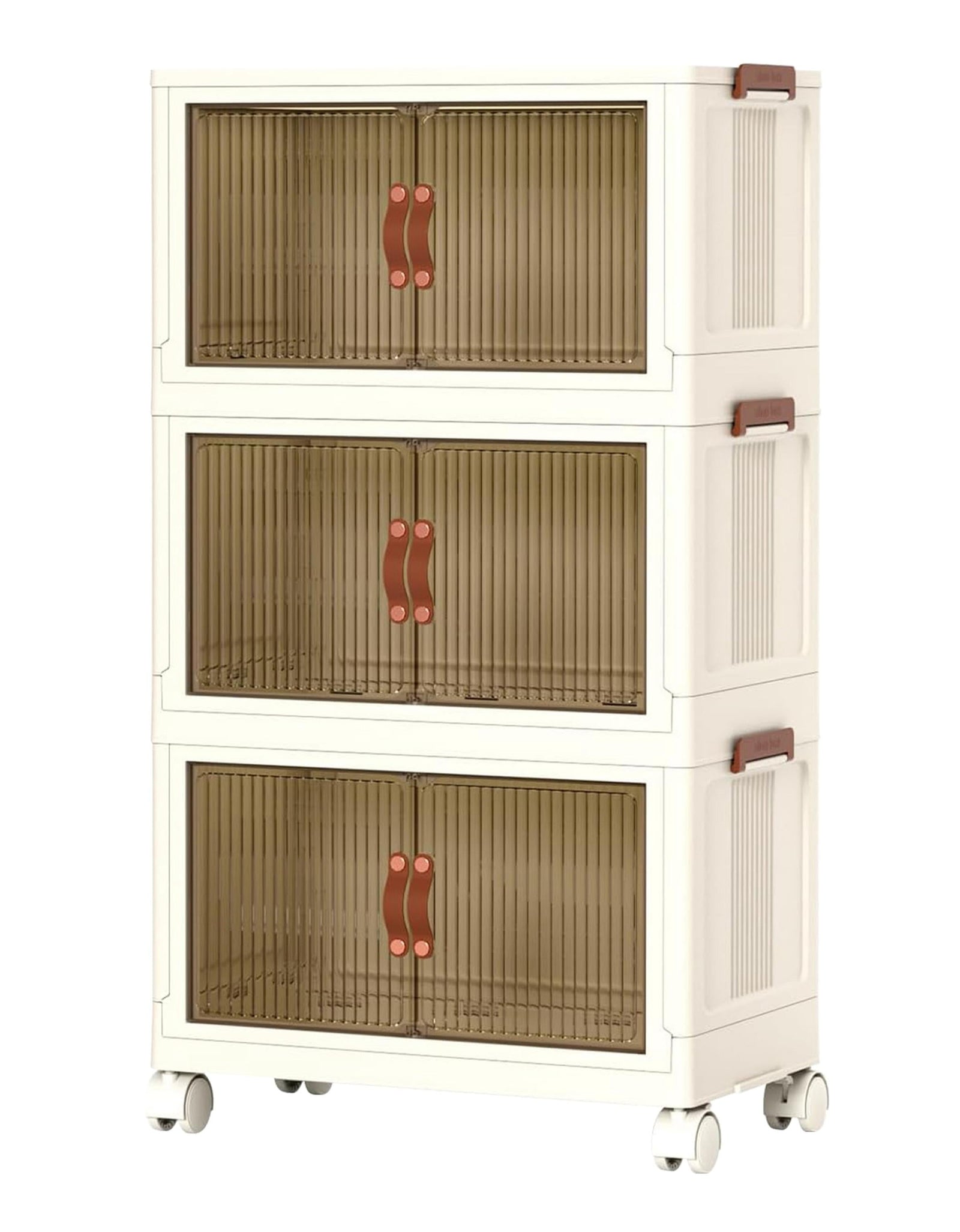 3Pcs Foldable Storage Bins with Lid Front Magnetic Door Collapsible Stackable Closet Organizer Containers with 4Pcs 360� Rotatable Wheels 8Pcs Small W