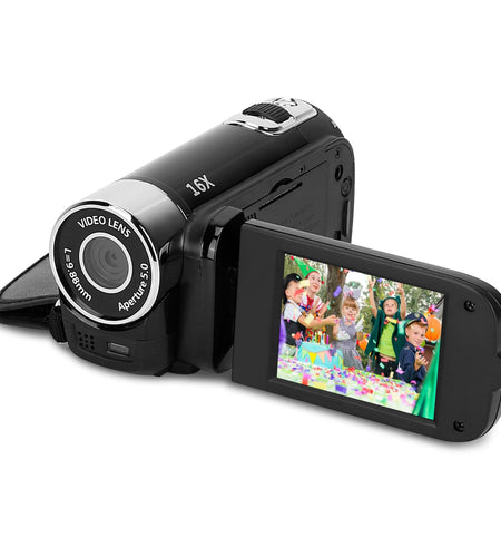 HD 1080P Digital Video Camcorder 2.7in 16X Zoom DV Camera 270� Rotation Rechargeable Kid Camera w/Fill Light Selfie