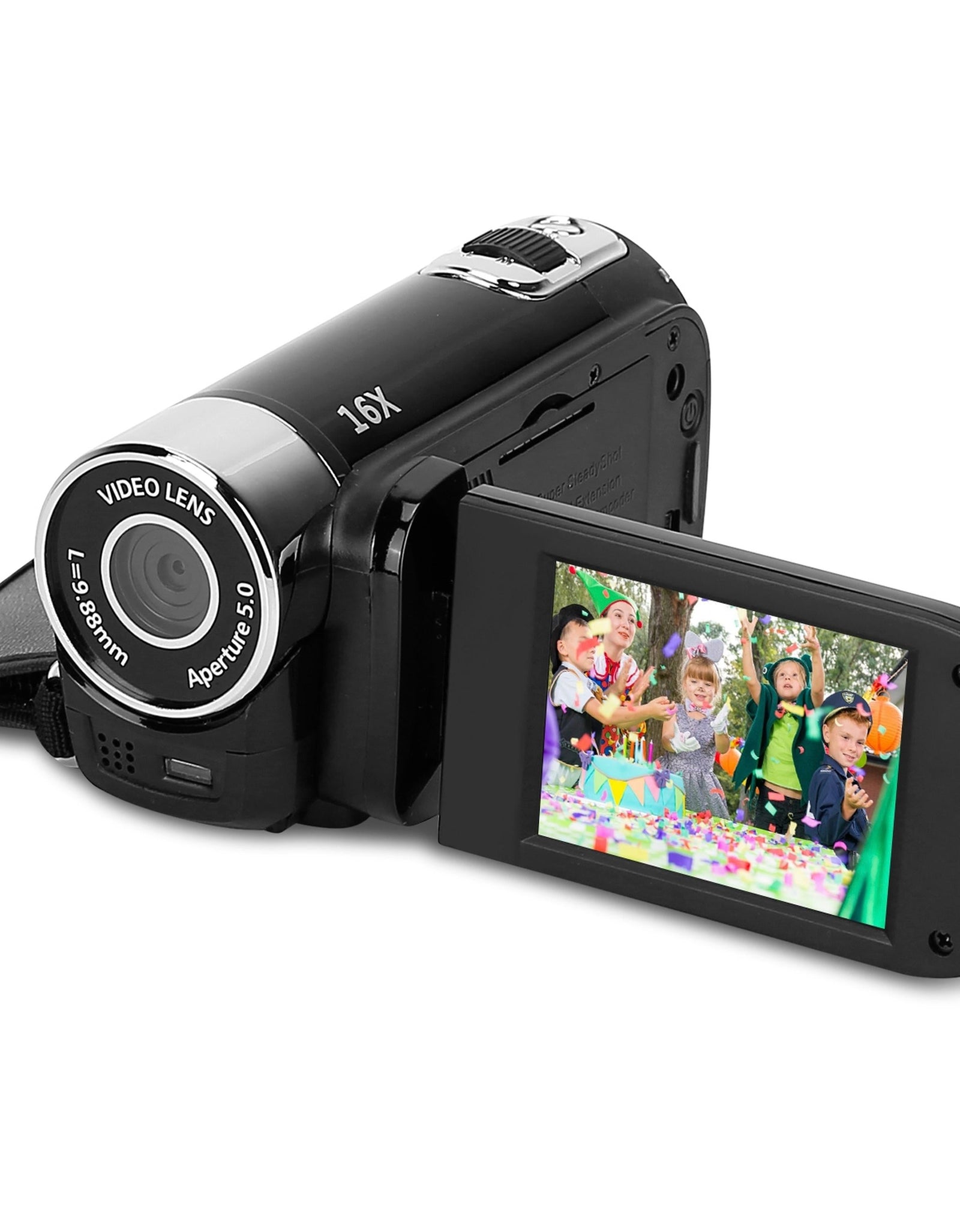 HD 1080P Digital Video Camcorder 2.7in 16X Zoom DV Camera 270� Rotation Rechargeable Kid Camera w/Fill Light Selfie