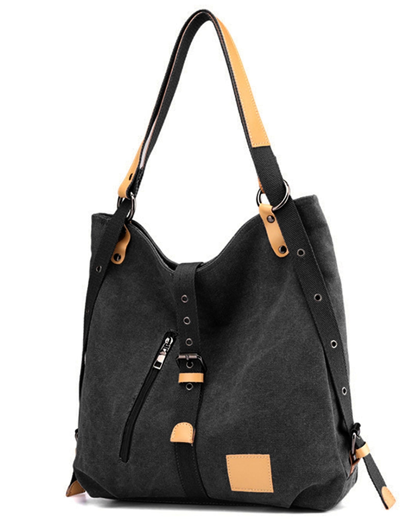 Ladies Canvas Tote Bag Multifunctional Purse Handbag Adjustable Shoulder Rucksack Convertible Backpack Wear-Resistant Dirt-Proof For Women School Offi