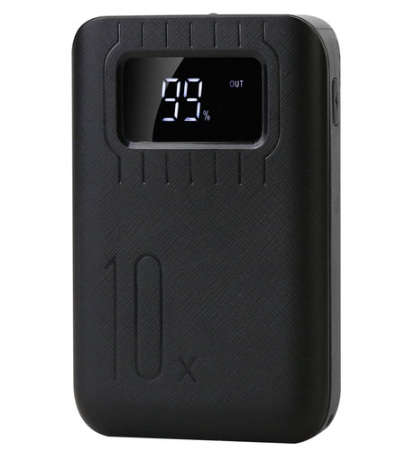 10,000mAh Power Bank Charger with Dual USB Ports, LCD Display & Flashlight