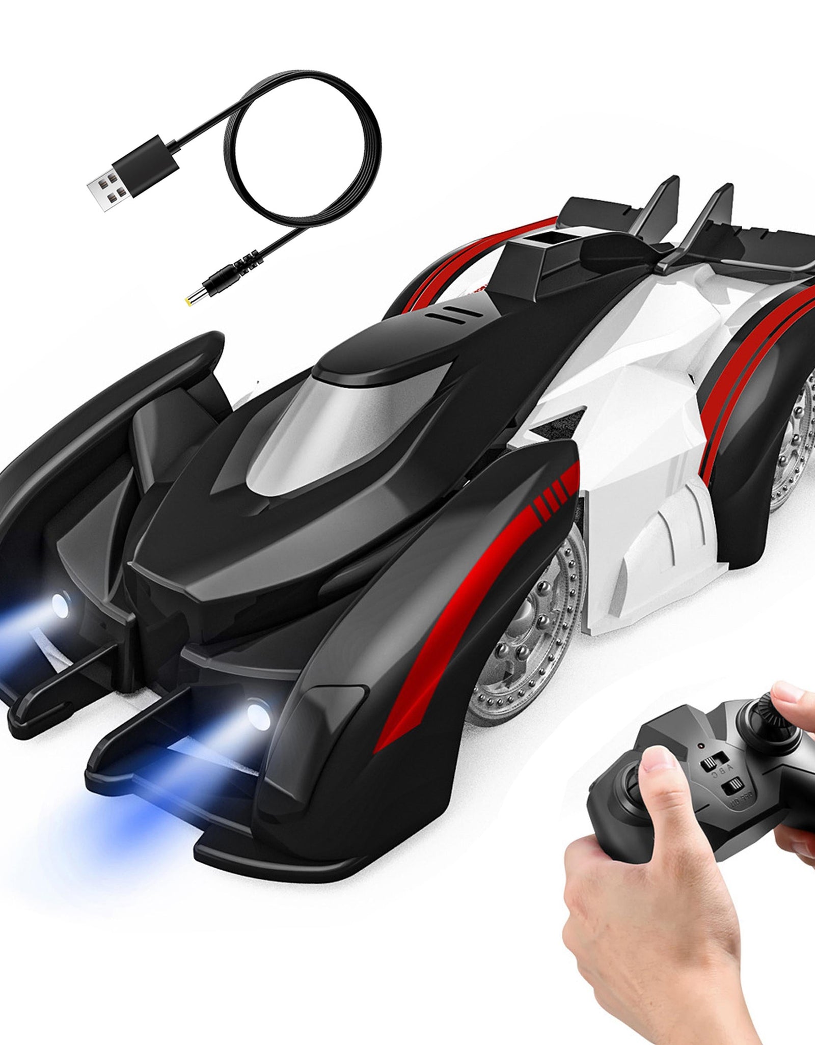 Electric Wall Climbing Car Toy 360� Rotating Shunt Car Remote Control Dual Mode RC Car Rechargeable Toy Car with Headlights Taillights Birthday Christ