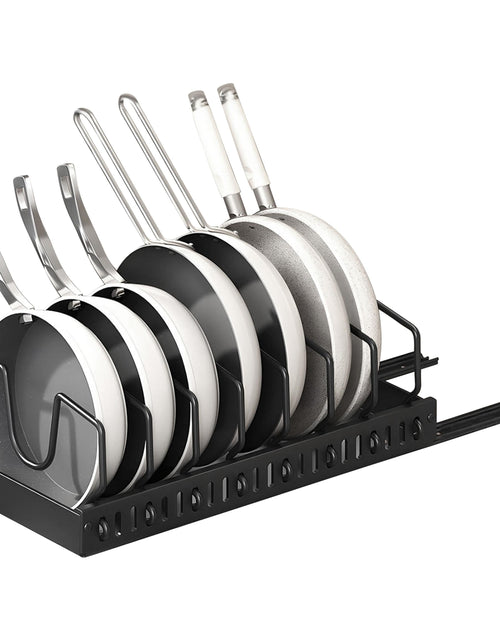 Load image into Gallery viewer, Pull Out Pots and Pans Organizer, Sliding Rack, Adjustable Dividers, Rustproof Carbon Steel
