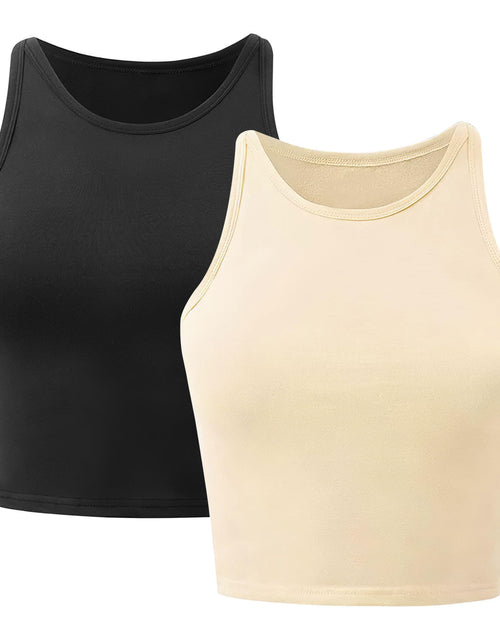 Load image into Gallery viewer, Women Sleeveless Cropped Tank Top High Neck Crop Racer Back Workout Top Machine Washable Summer S M L XL 2XL
