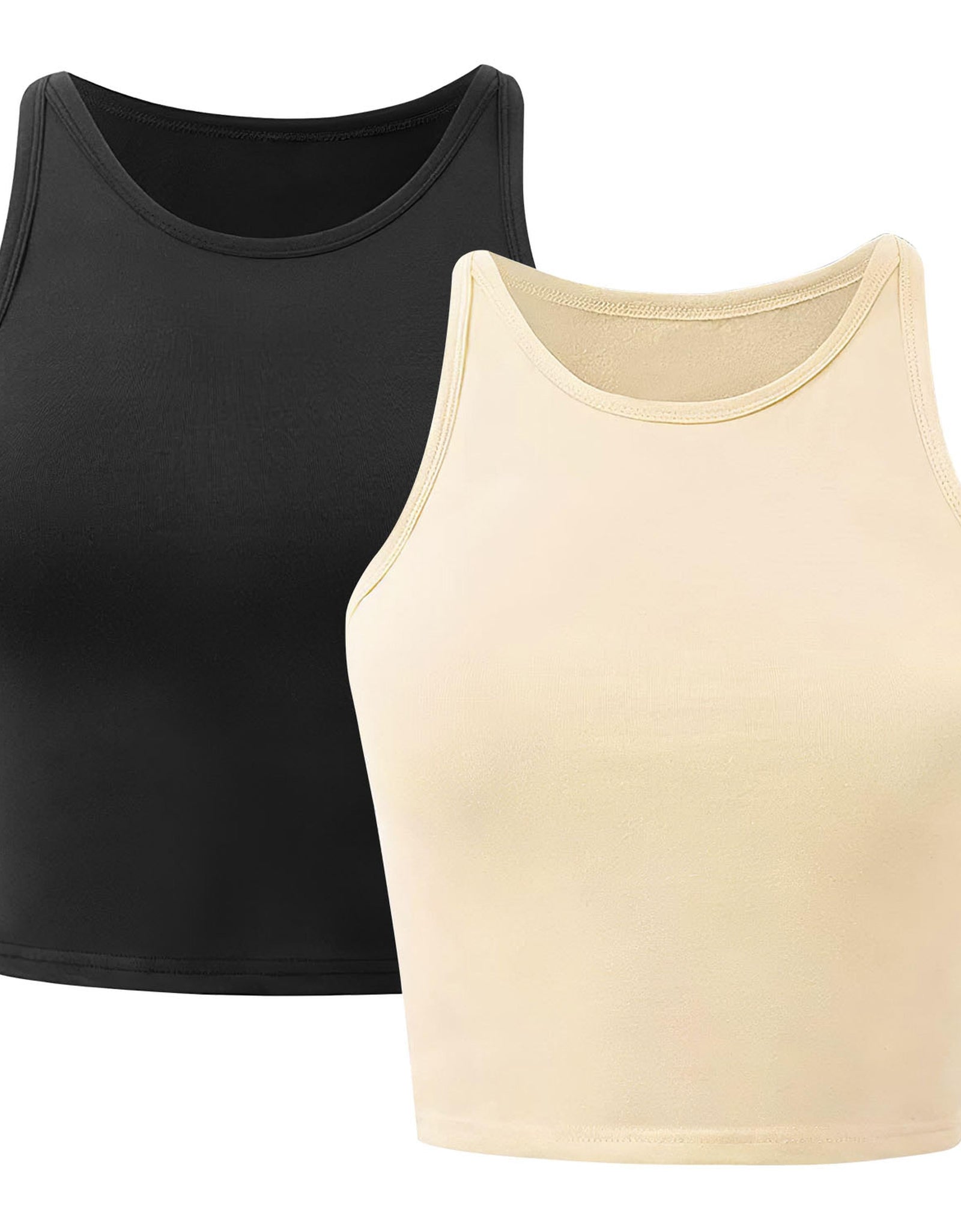 Women Sleeveless Cropped Tank Top High Neck Crop Racer Back Workout Top Machine Washable Summer S M L XL 2XL