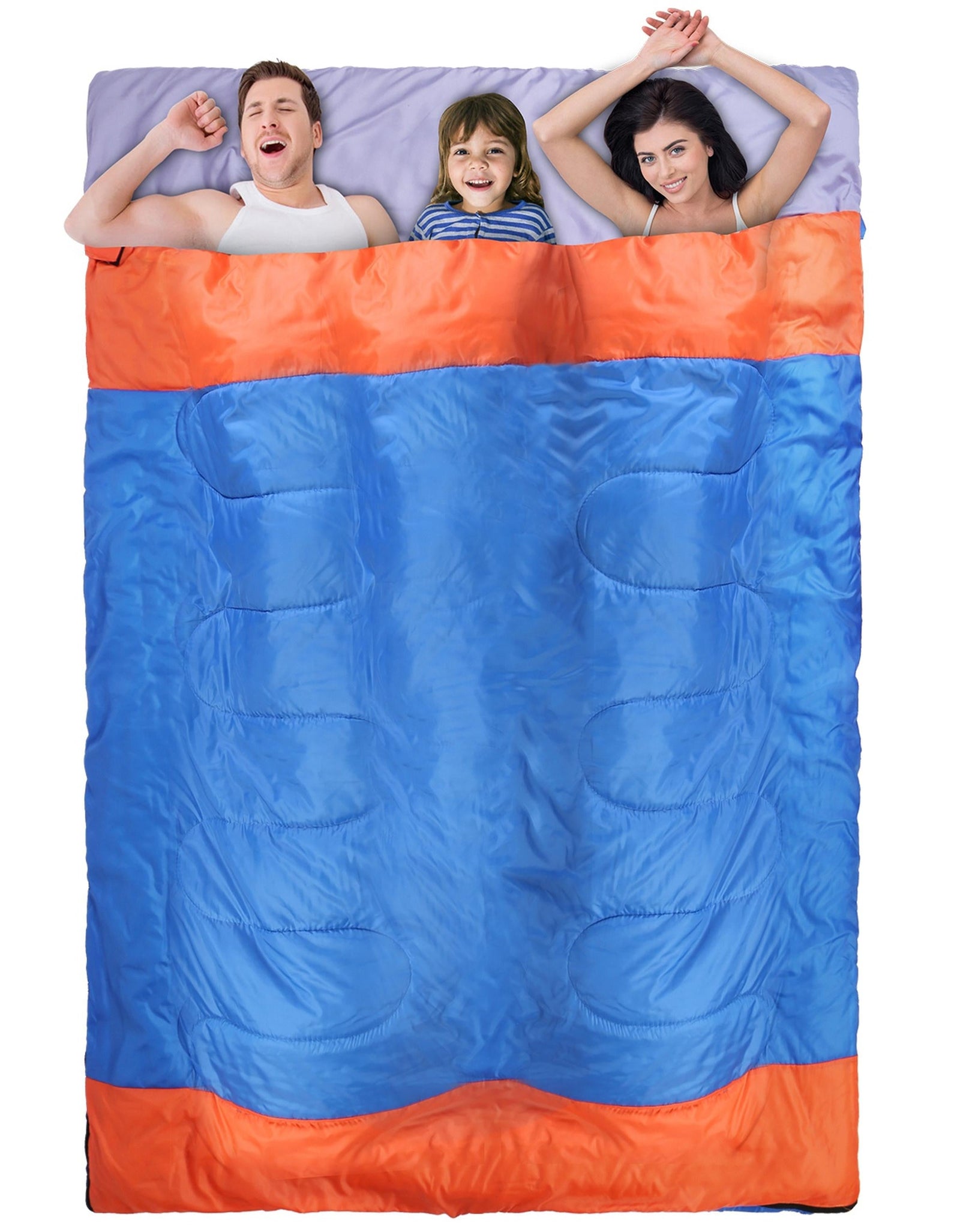3 People Sleeping Bag for Adult Kids Lightweight Water Resistant Camping Cotton Liner Cold Warm Weather Indoor Outdoor Use 3 Season with Sack for Spri
