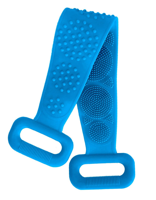 Load image into Gallery viewer, Exfoliating Silicone Body Scrubber Belt with Massage Dots - Shower Strap Brush with Adhesive Hook
