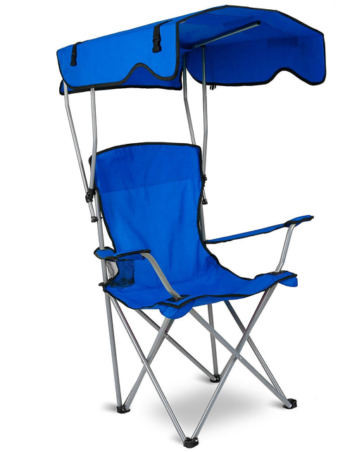 Load image into Gallery viewer, Foldable Beach Canopy Chair Sun Protection Camping Lawn Canopy Chair 330LBS Load Folding Seat w/ Cup Holder For Beach Poolside Travel Picnic
