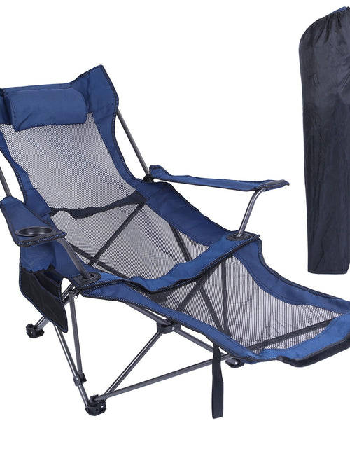 Load image into Gallery viewer, Foldable Camping Chair 330LBS Load Heavy Duty Steel Lawn Chair Collapsible Chair with Reclining Backrest Angle Cup Holder Pillow Side Pocket Carry Bag
