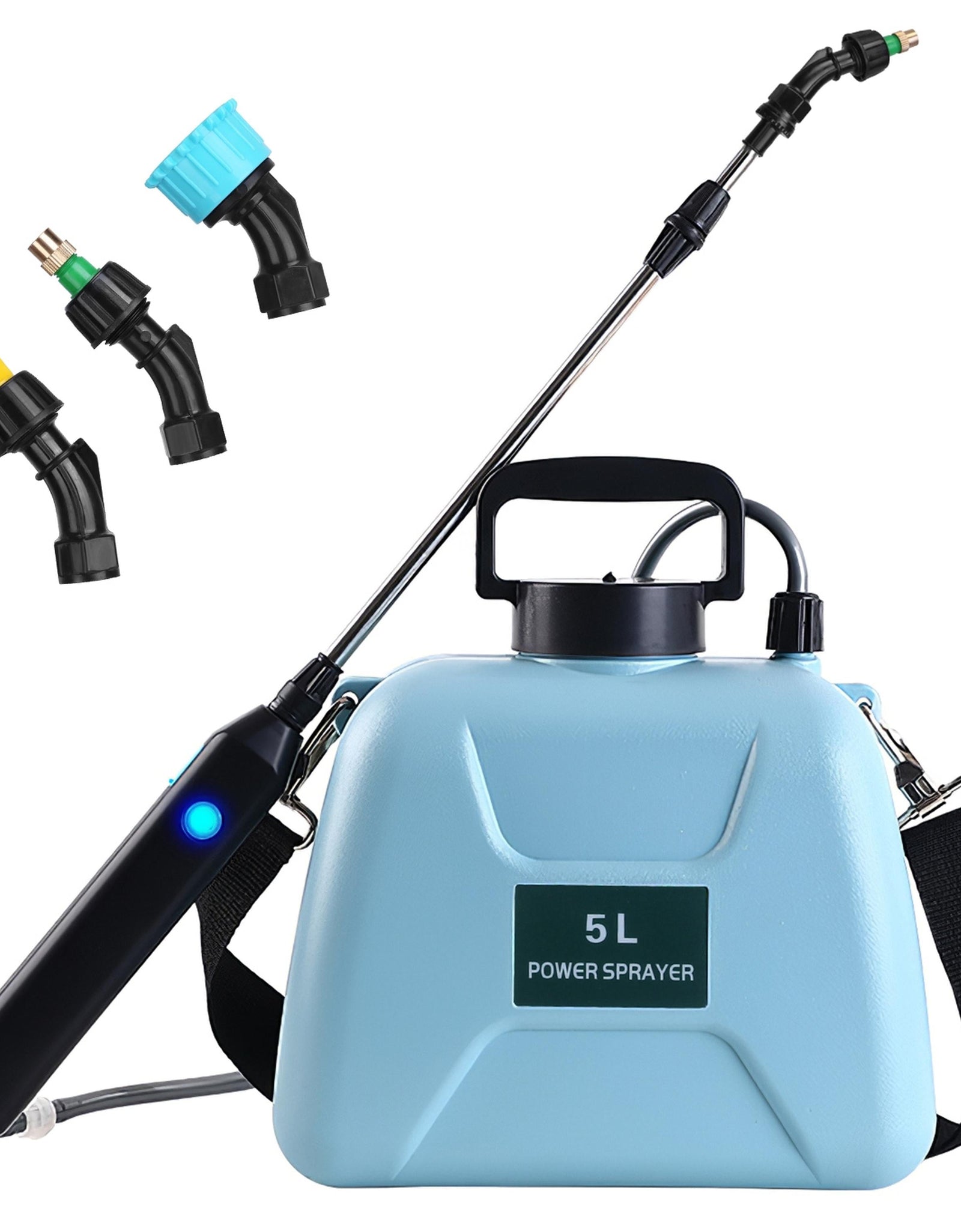 5L/1.3Gallon Electric Plant Sprayer Telescopic Rechargeable Garden Sprayer Automatic Handheld Sprayer with 3 Spray Spouts Shoulder Strap for Cleaning