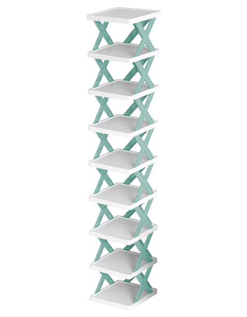 Load image into Gallery viewer, 9Tier Narrow Entryway Shoe Rack Plastic Vertical Shoe Organizer Space Saving Free Standing Shoes Storage Shelf Closet Hallway

