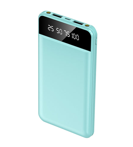 10K mAh Slim Power Bank with 2 USB Ports & LED Flashlight