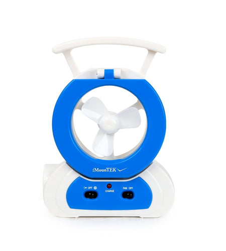LED Desk Fan w/180�Adjustable Lamp & Emergency Flashlight for Household, Camping & Travel