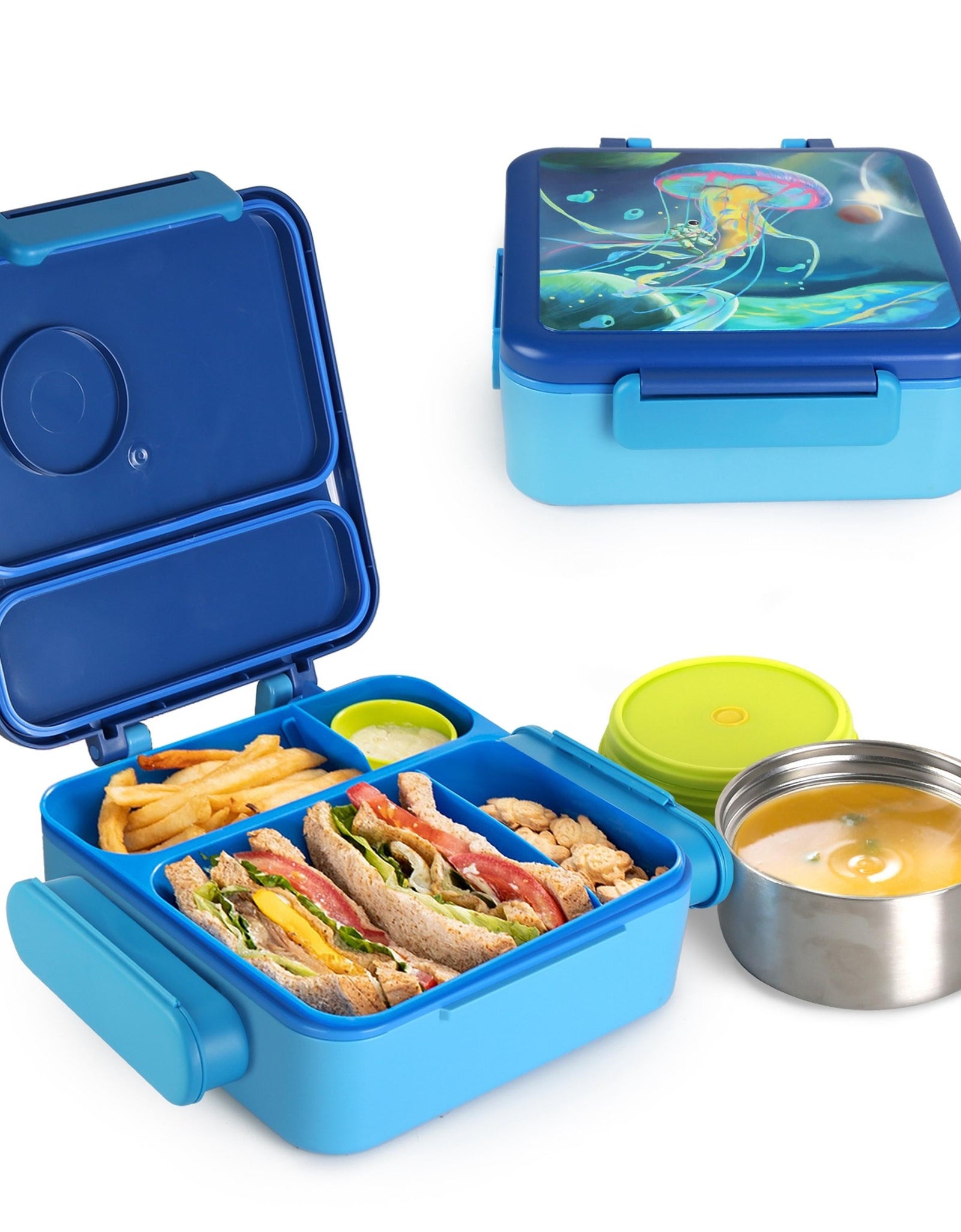 Kids Lunch Box, Thermal Container with Storage Bag, 2 Compartments