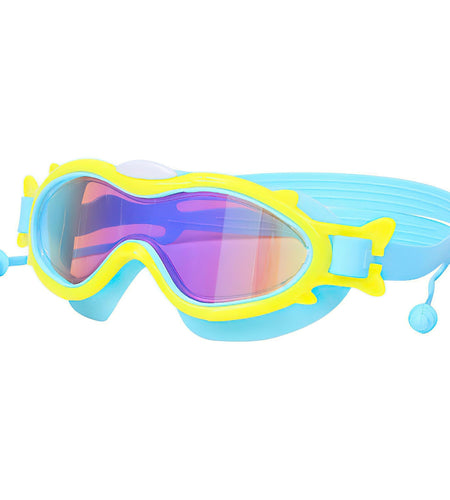 Kids Swim Goggles With Ear Plugs UV Protection Anti-Fog Leak Proof Wide View Pool Swimming Goggles For Youth Boys Girls Aged 3-16 Years Old Summer Bea
