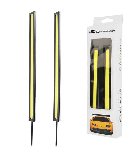 2Pcs LED Daytime Running Lights Car LED COB DRL Fog Lights IP45 Waterproof LED Strip Fog Day Driving Lamp Sticker for 12V Car Interior Exterior Use