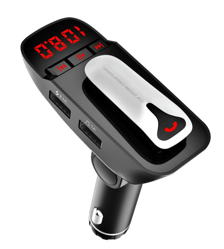 Wireless Car FM Transmitter w/ Hands-free Call, 2 USB Charge Ports, MP3 Player, TF Card & Aux-in