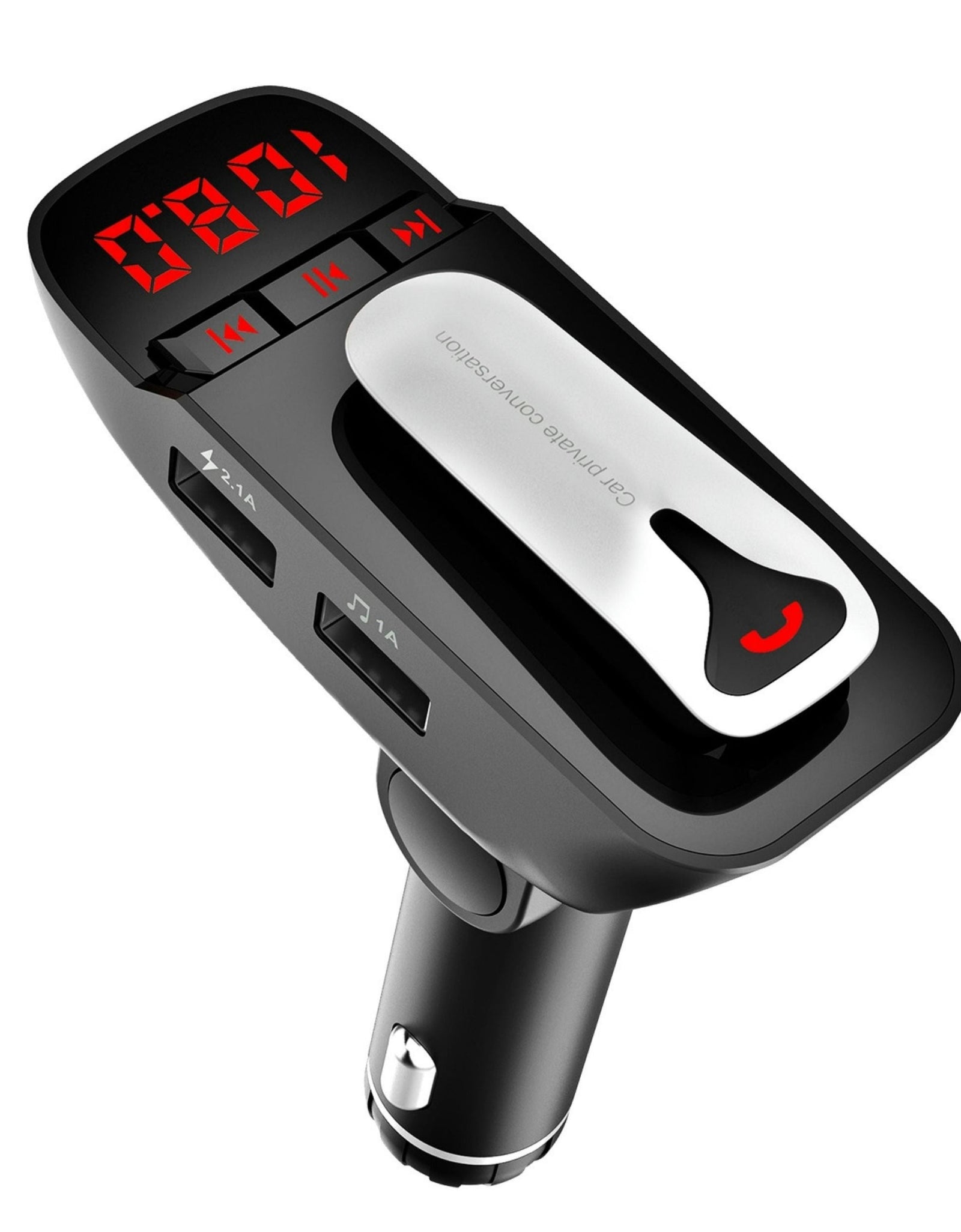 Wireless Car FM Transmitter w/ Hands-free Call, 2 USB Charge Ports, MP3 Player, TF Card & Aux-in