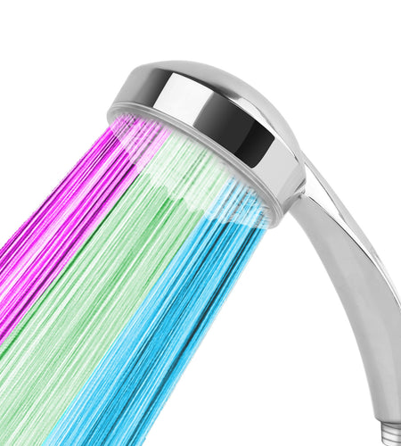 LED Shower Head Handheld Color-Changing Automatically Hydropower without Batteries