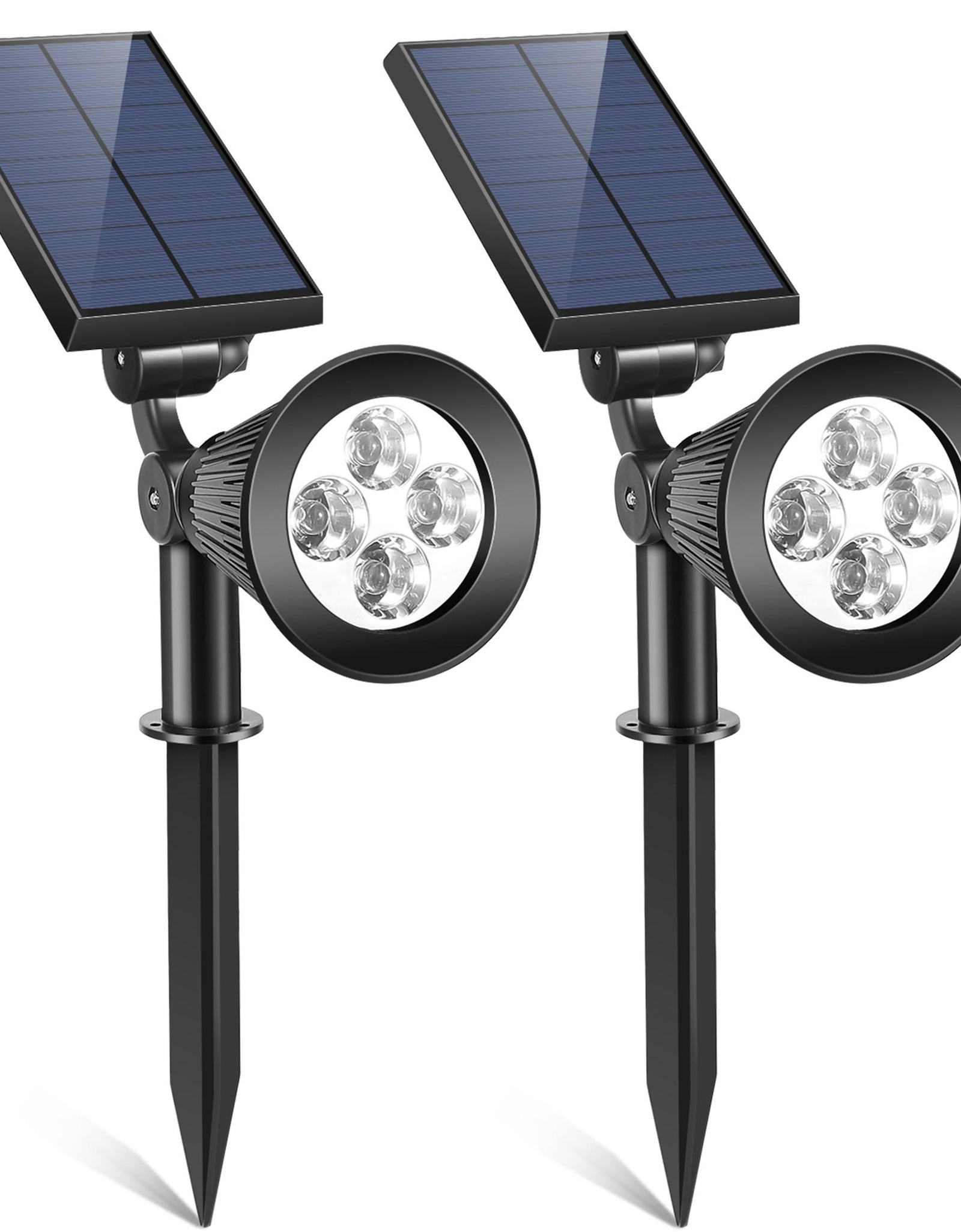 2Pcs Solar Spotlight Outdoor Dusk To Dawn Light Wall Path Lawn Garden Lamp Waterproof