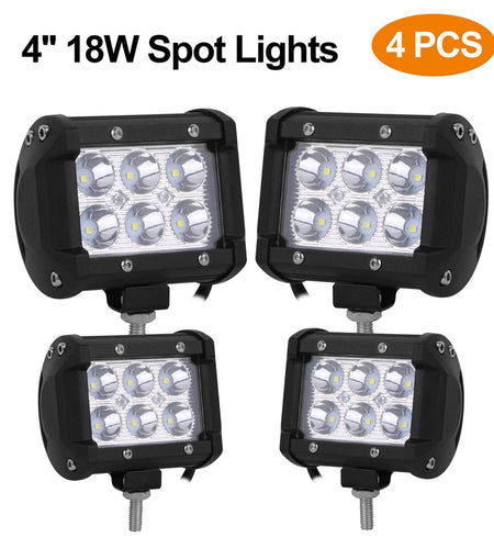 4 PCS 4� 18W Dual Row LED Waterproof Spot Light Pod Cube Light